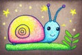 A charming illustration of a kawaii-style snail, featuring adorable and endearing details, showcasing its cute and friendly