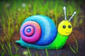 A charming illustration of a kawaii-style snail, featuring adorable and endearing details, showcasing its cute and friendly