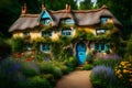 Enchanted Forest Dwelling: Illustration of a Fairytale Cottage in the Woods