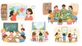Kindergarten Classroom Illustration Kids Learning and Playing Royalty Free Stock Photo