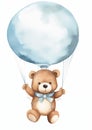 Whimsical Wonders: A Dreamy Teddy Bear Soars in a Colorful Ballo Royalty Free Stock Photo