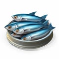 Charming Illustrations Of Four Sardines In A Metal Can