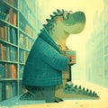 Literary Lizard: A Dinosaur Librarian\'s Tale Royalty Free Stock Photo