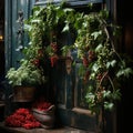 Mistletoe plants hung in doorway