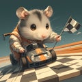 Adorable Hamster Race Driver on Track