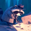 Detective Raccoon in Action Royalty Free Stock Photo