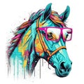 Retro Horse in Yellow Glasses with a Full Face Shot