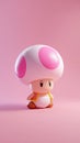 Cute Toad Figure on Pink Background - Adorable Mushroom Character Royalty Free Stock Photo