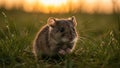 Sunset Mouse in Grass Royalty Free Stock Photo
