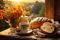 Charming Italian Countryside. Rustic Farmhouse, Rolling Hills, Baked Bread, Parmesan Cheese, Milk