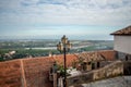 Charming Italian streetlantern with Stunning View of Southern Italian Landscape in Rocca Imperiale Royalty Free Stock Photo