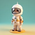 Charming Kawaii Astronaut 3d Figurine With High-tech Futurism