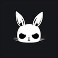 Charming Kawaii Rabbit Head On Dark Background - Metalcore Inspired