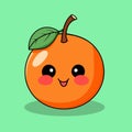 A charming Kawaii-style orange illustration, featuring a cheerful orange fruit with a friendly face, blushing cheeks