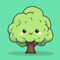 Charming Kawaii Tree Clipart - Adorable Nature Illustration