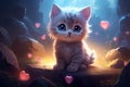 Charming Kitten Playing Among Heart-Shaped Decorations in Celebration of Valentines Day