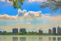 Charming lakeside csenic view,vast cloud scenery in Cheng ching lake Royalty Free Stock Photo