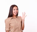 Charming latin female with surprised gesture