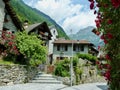 Charming Lavertezzo in Verzasca valley with typical stone houses, known as rustici. Ticino, Switzerland, Royalty Free Stock Photo