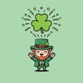 Charming Leprechaun Celebrating St. Patricks Day with Shamrock Royalty Free Stock Photo