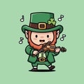 Charming Leprechaun Playing Violin with Musical Notes Royalty Free Stock Photo