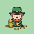 Charming Leprechaun with Pot of Gold Cartoon Illustration Royalty Free Stock Photo