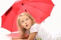 The charming little girl with red umbrella Royalty Free Stock Photo