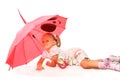 The charming little girl with red umbrella Royalty Free Stock Photo