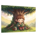 Cute Hobbit Reading Under a Tree in a Sunny Meadow Royalty Free Stock Photo