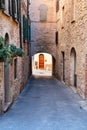 Charming little tight narrow streets of Volterra town