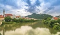 The charming little town of Frohnleiten on the Mur river in the district of Graz-Umgebung, Styria region, Austria