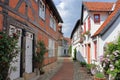 Romantic Historic Street in Nienburg on the Weser River, Lower Saxony, Germany