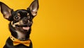 Charming and lively studio portrait of an adorable dog against a vibrant solid color backdrop