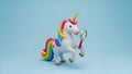 Unicorn with Magnifying Glass Low Poly 3D Render Royalty Free Stock Photo