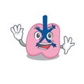 A charming lung mascot design style smiling and waving hand