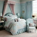 Charming master bedroom decoration in shabby chic style Royalty Free Stock Photo