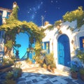 Charming Mediterranean Street at Dusk Royalty Free Stock Photo