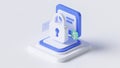 3D Finance Security Icon with Dollar Padlock and Digital Charts - Data Protection Concept (Generated by AI Royalty Free Stock Photo