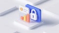 3D Finance Security Icon with Dollar Padlock and Digital Charts - Data Protection Concept (Generated by AI Royalty Free Stock Photo