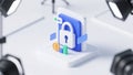 3D Finance Security Icon with Dollar Padlock and Digital Charts - Data Protection Concept (Generated by AI Royalty Free Stock Photo