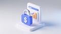 3D Finance Security Icon with Dollar Padlock and Digital Charts - Data Protection Concept (Generated by AI Royalty Free Stock Photo