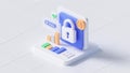3D Finance Security Icon with Dollar Padlock and Digital Charts - Data Protection Concept (Generated by AI Royalty Free Stock Photo