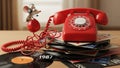 Retro Mouse and Telephone on Vinyl Records Royalty Free Stock Photo