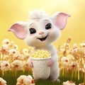 Charming Cartoon Mouse With Popcorn In Zbrush Style