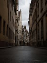 Charming narrow alley lane street with old traditional houses buildings in Strasbourg Grand Est Bas Rhin Alsace France Royalty Free Stock Photo