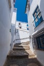 Charming narrow historic streets of white village Frigiliana.