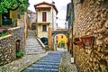 Charming narrow streets of old traditional villages in Italy. Casperia, Rieti province Royalty Free Stock Photo