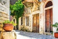 Charming narrow streets of traditional greek villages - Naxos is Royalty Free Stock Photo