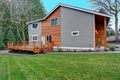 Charming newly renovated home exterior with mixed siding Royalty Free Stock Photo