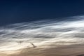 charming night landscape with silver clouds, silver clouds, mesospheric clouds Royalty Free Stock Photo